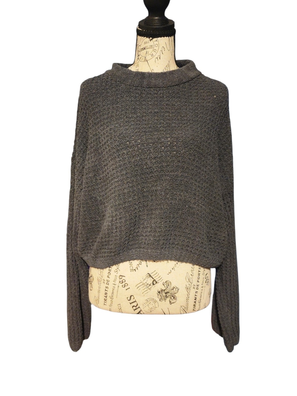 Love Tree Charcoal Crop Sweater, Medium